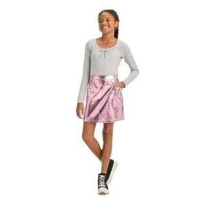 Art Class Girls' Pink Metallic Faux Leather A-Line Skirt - NWT